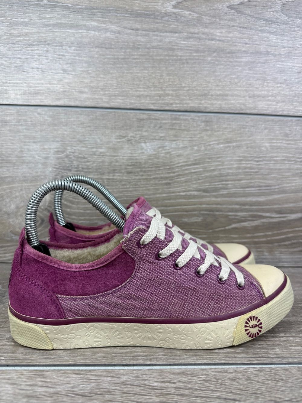 Ugg Evera Purple Suede Canvas Women’s Size 7 Low Top Lace Up Fashion Sneakers